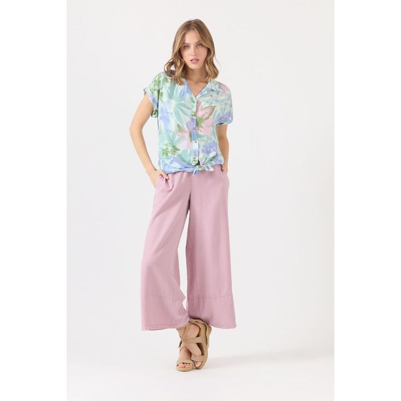 PRIVILEGE - Pantalon de tencel wide leg lavanda - Lavanda