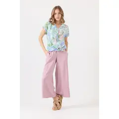 PRIVILEGE - Pantalon de tencel wide leg lavanda - Lavanda