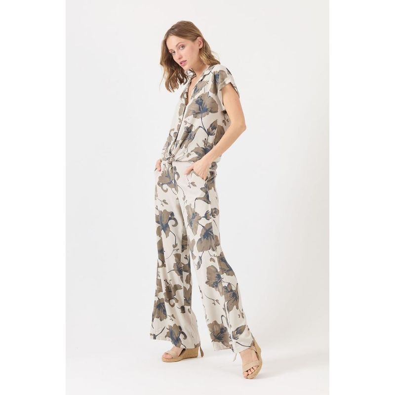 PRIVILEGE - Pantalon wide leg beige estampado PRIVILEGE 1487 - Beige