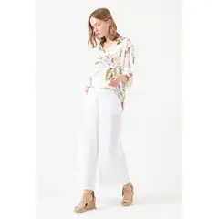 PRIVILEGE - Pantalon de tencel wide leg blanco