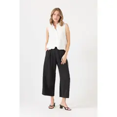 PRIVILEGE - Pantalon de tencel wide leg negro