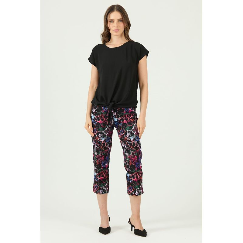PRIVILEGE - Leggings tubo negra estampada 1483
