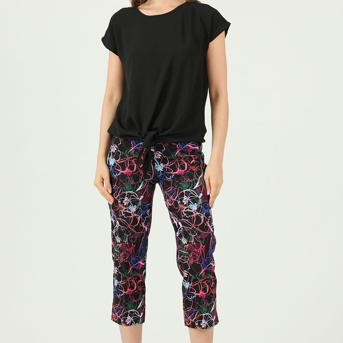 PRIVILEGE - Leggings tubo negra estampada 1483