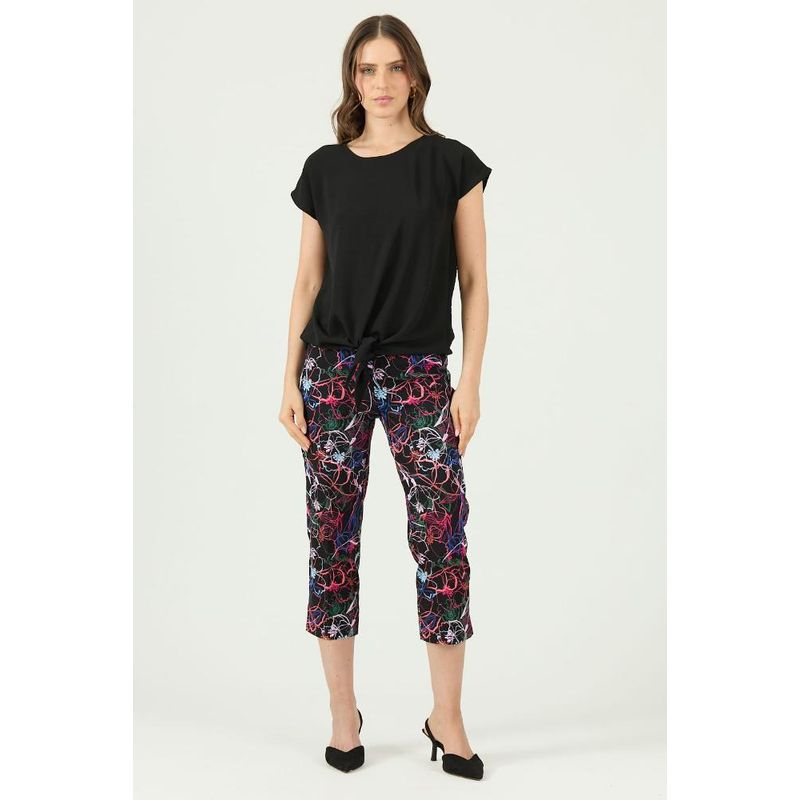 PRIVILEGE - Leggins tubo negra estampada - Negro