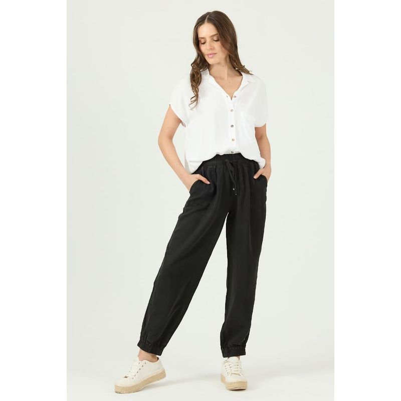 PRIVILEGE - Pantalon de tencel jogger negro