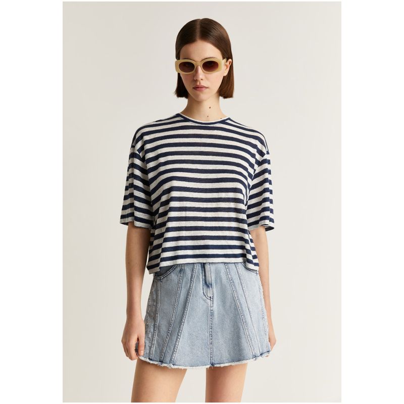 SCALPERS - Polera Rayas Lino Navystripes