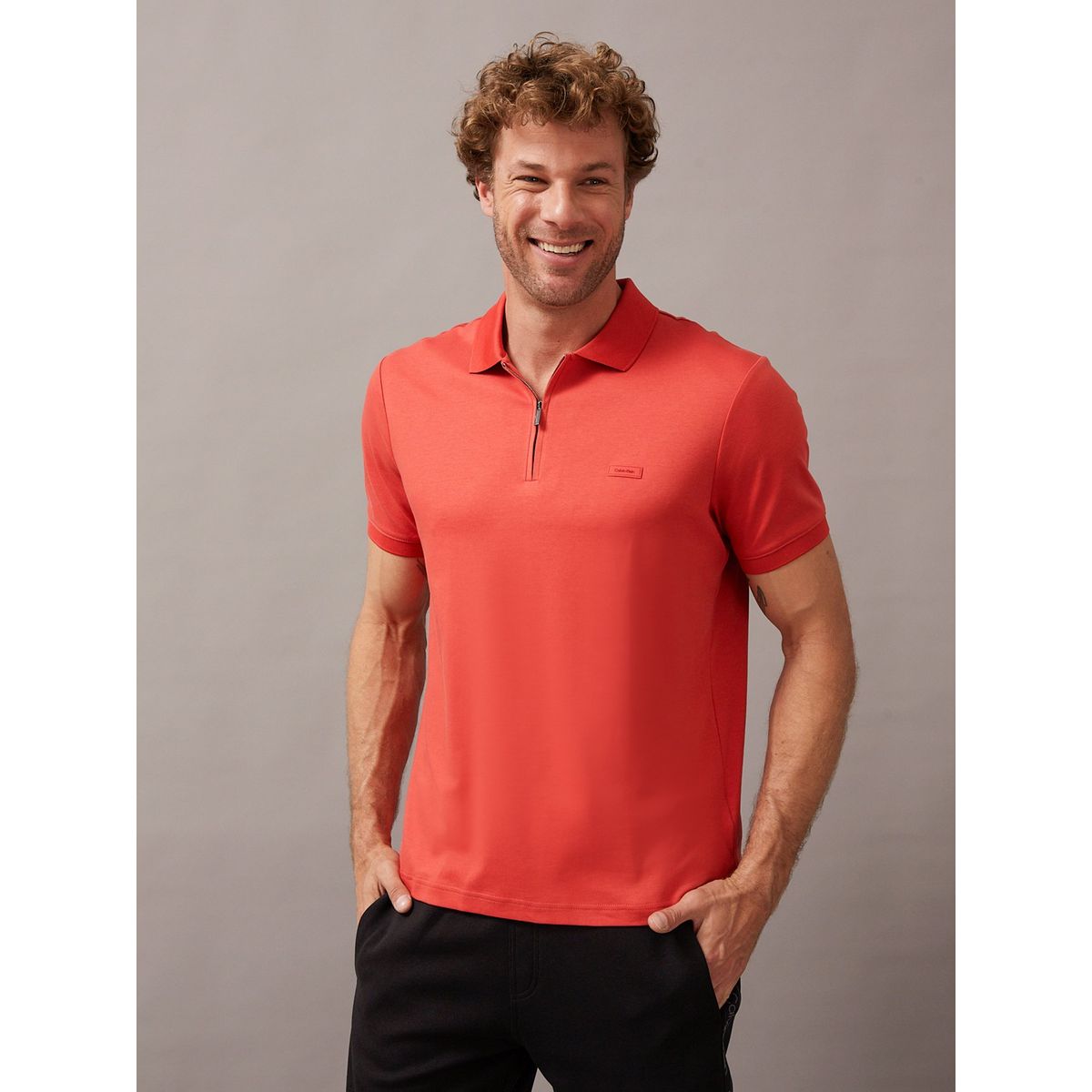 CALVIN KLEIN - Polo Smooth Cotton Welt Rojo Calvin Klein
