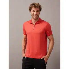 CALVIN KLEIN - Polo Smooth Cotton Welt Rojo