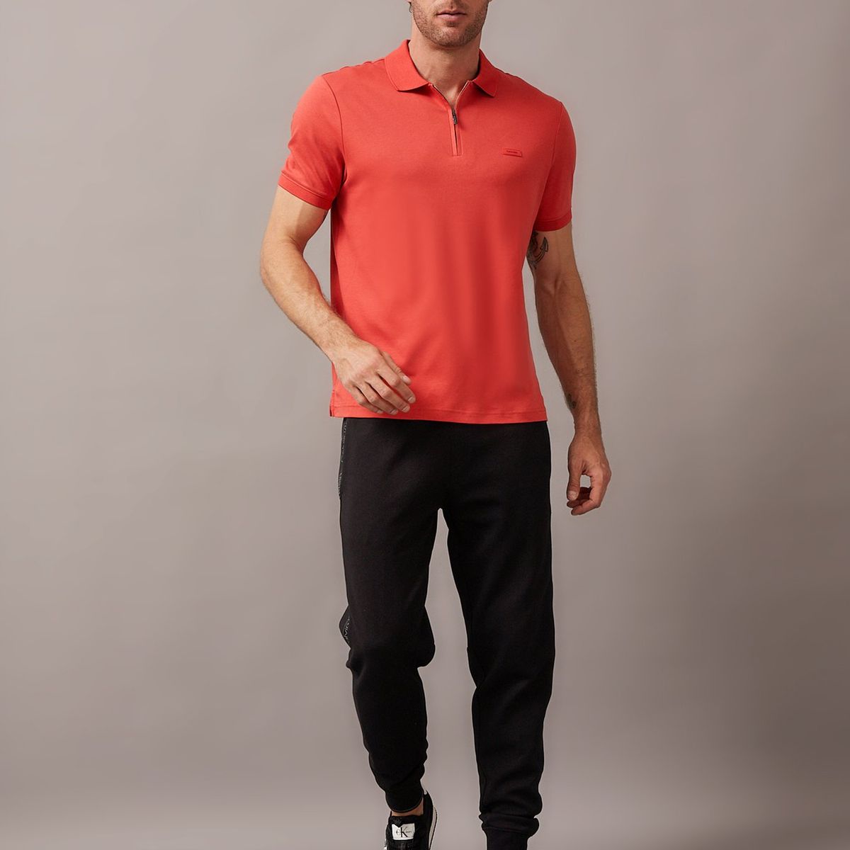 CALVIN KLEIN - Polo Smooth Cotton Welt Rojo Calvin Klein