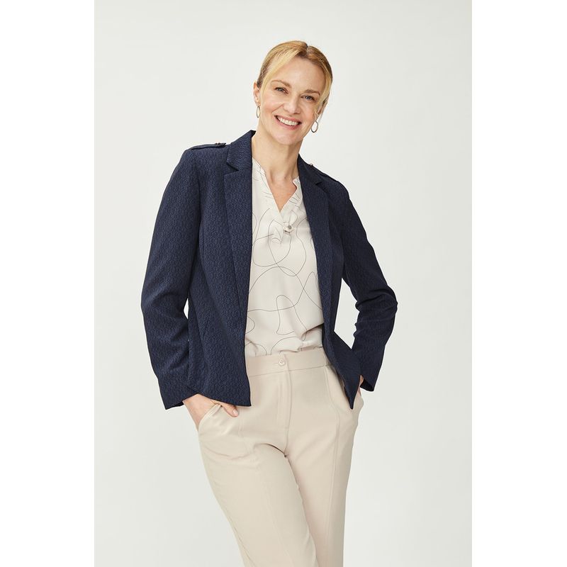 MA GRIFFE - Blazer Textura Azul Ma Griffe Mujer