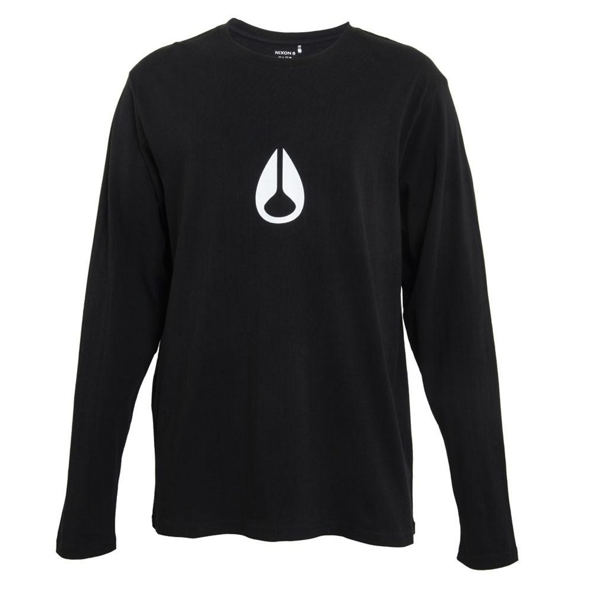 NIXON - Polera Men Long Sleeve Regular Fit Black Logo White - Negro