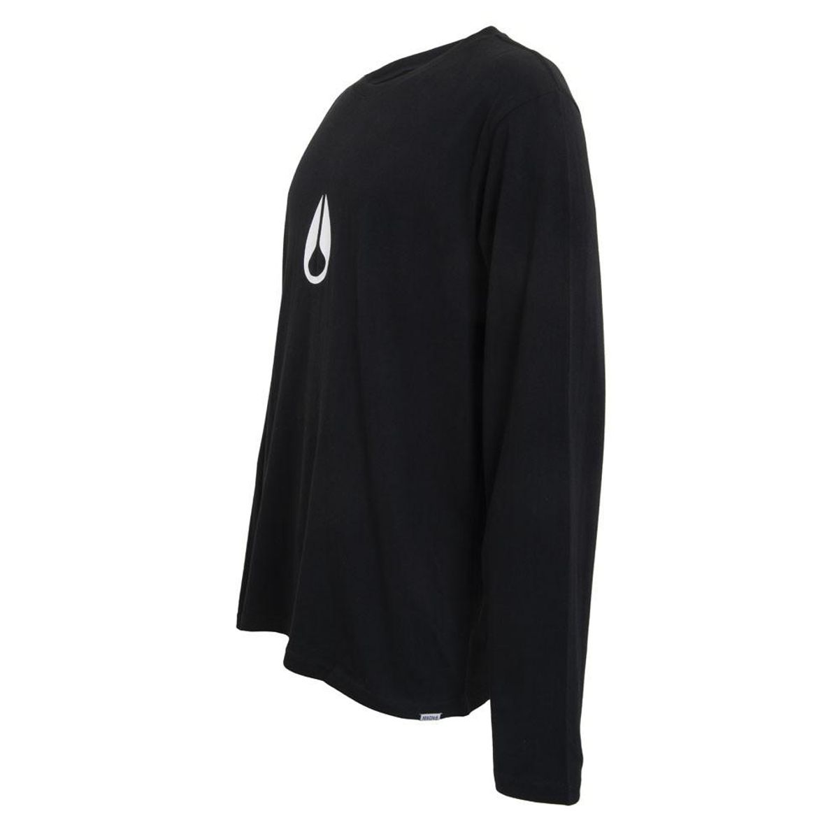 NIXON - Polera Men Long Sleeve Regular Fit Black Logo White - Negro