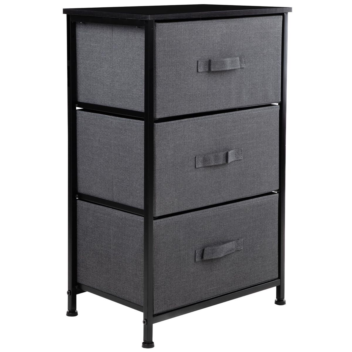 LUMAX - Cajonera Comoda 3 Cajones Organizador Tela Gris con Negro