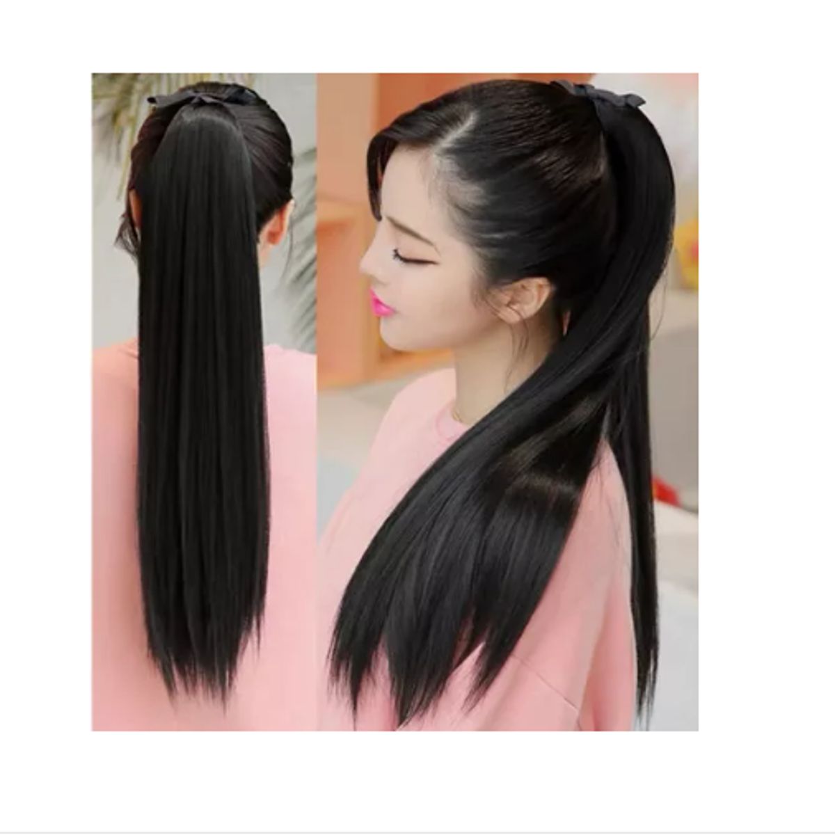 GENERICO - Postizos Extenciones De Cola   Pelo Liso NEGRO   #1