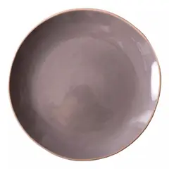 GENERICO - Plato Llano Entrada Cerámica Gris Borde Dorado 213mm X6