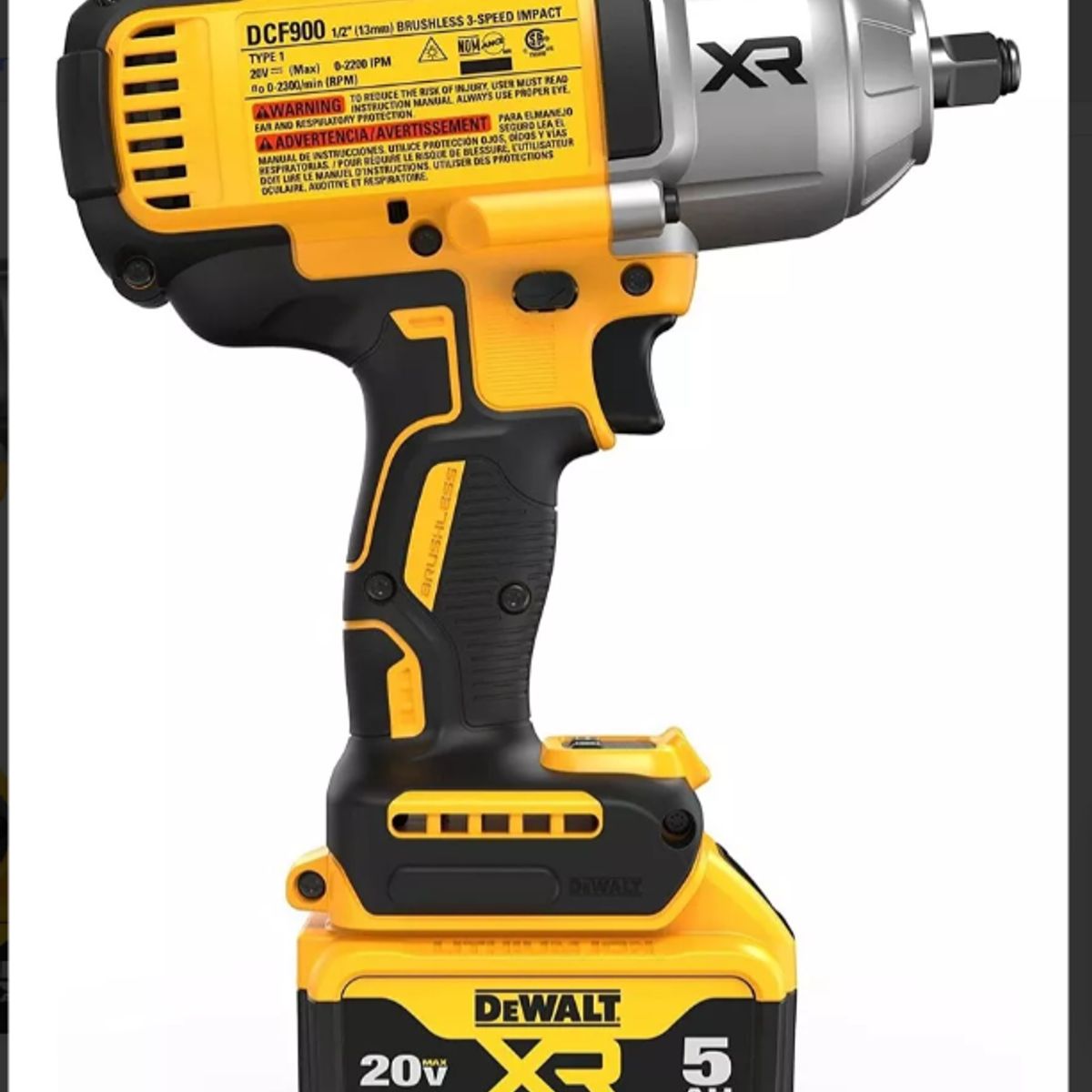 DEWALT - Llave De Impacto Inalambrica 12 Dewalt 20v 1396nm Dcf900p2 Color Amarillo