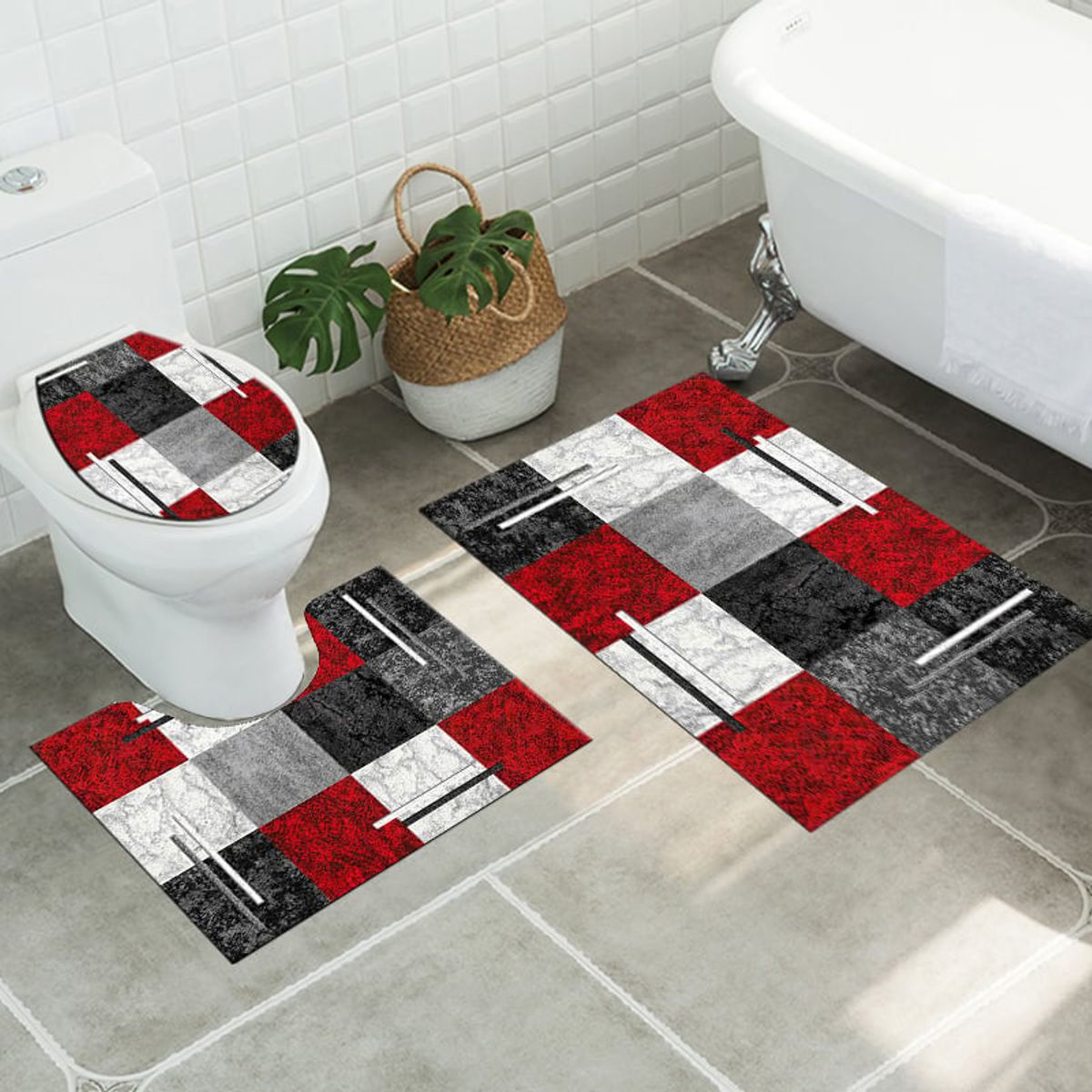 GENERICO - Juego De Alfombras De Baño Set De 3 Pcs Antideslizante