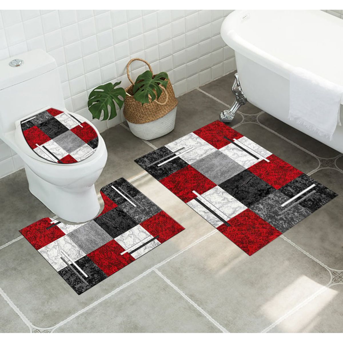 GENERICO - Juego De Alfombras De Baño Set De 3 Pcs Antideslizante