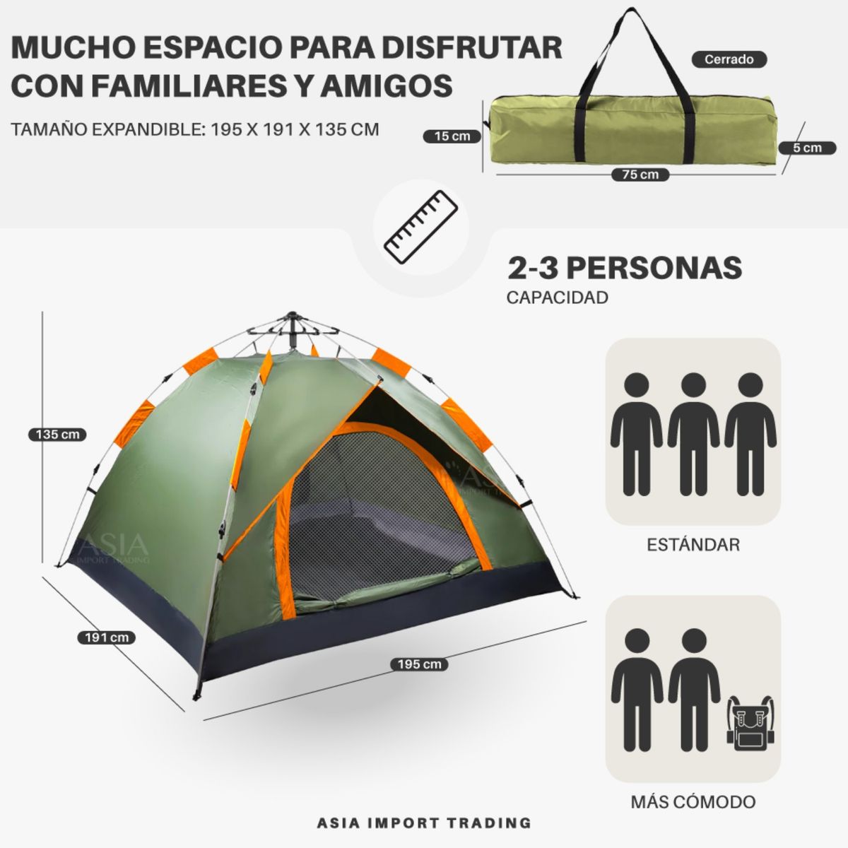 PWRFITNESS - Carpa Domo Shunfeng 2-3 Personas Impermeable Outdoor