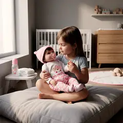 LSABEL RENACI - Muñeca Bebé Reborn Silicona Color Rosado 55cm