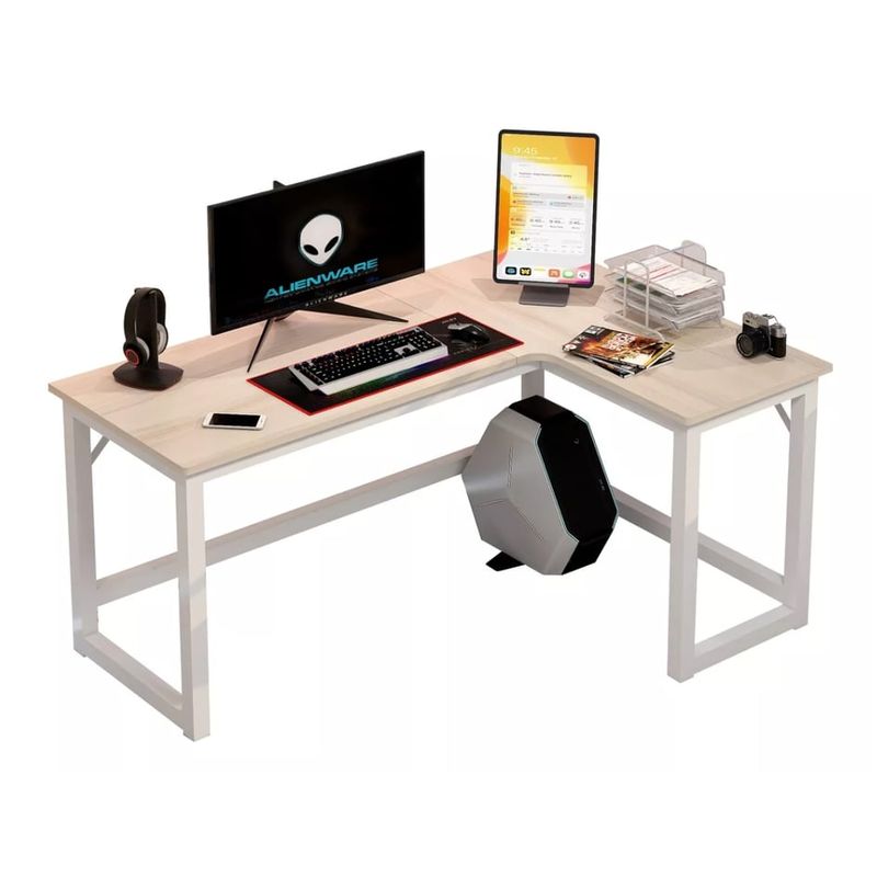U BUY - Escritorio Esquinero Forma L Base Metal Oficina 140x60x75cm