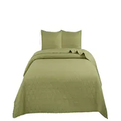 GENERICO - Cubrecamas Quilt Plaza y Media con Pompones B2