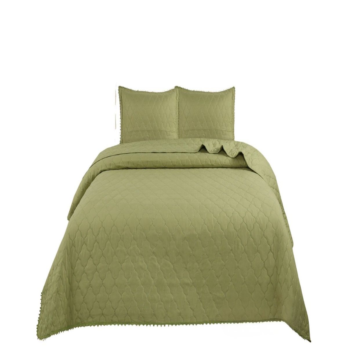 GENERICO - Cubrecamas Quilt 2 Plazas con Pompones C2