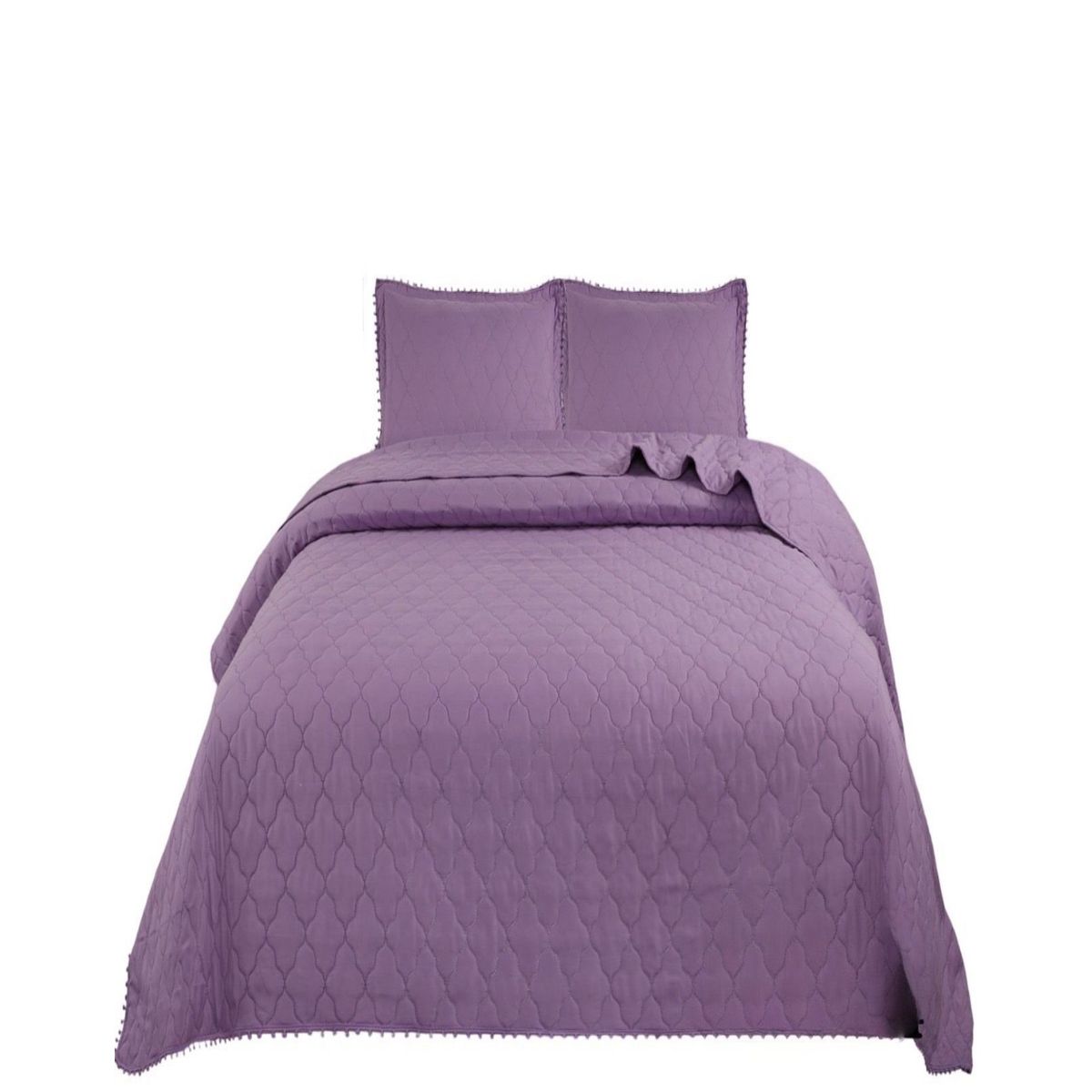 GENERICO - Cubrecamas Quilt 2 Plazas con Pompones C8