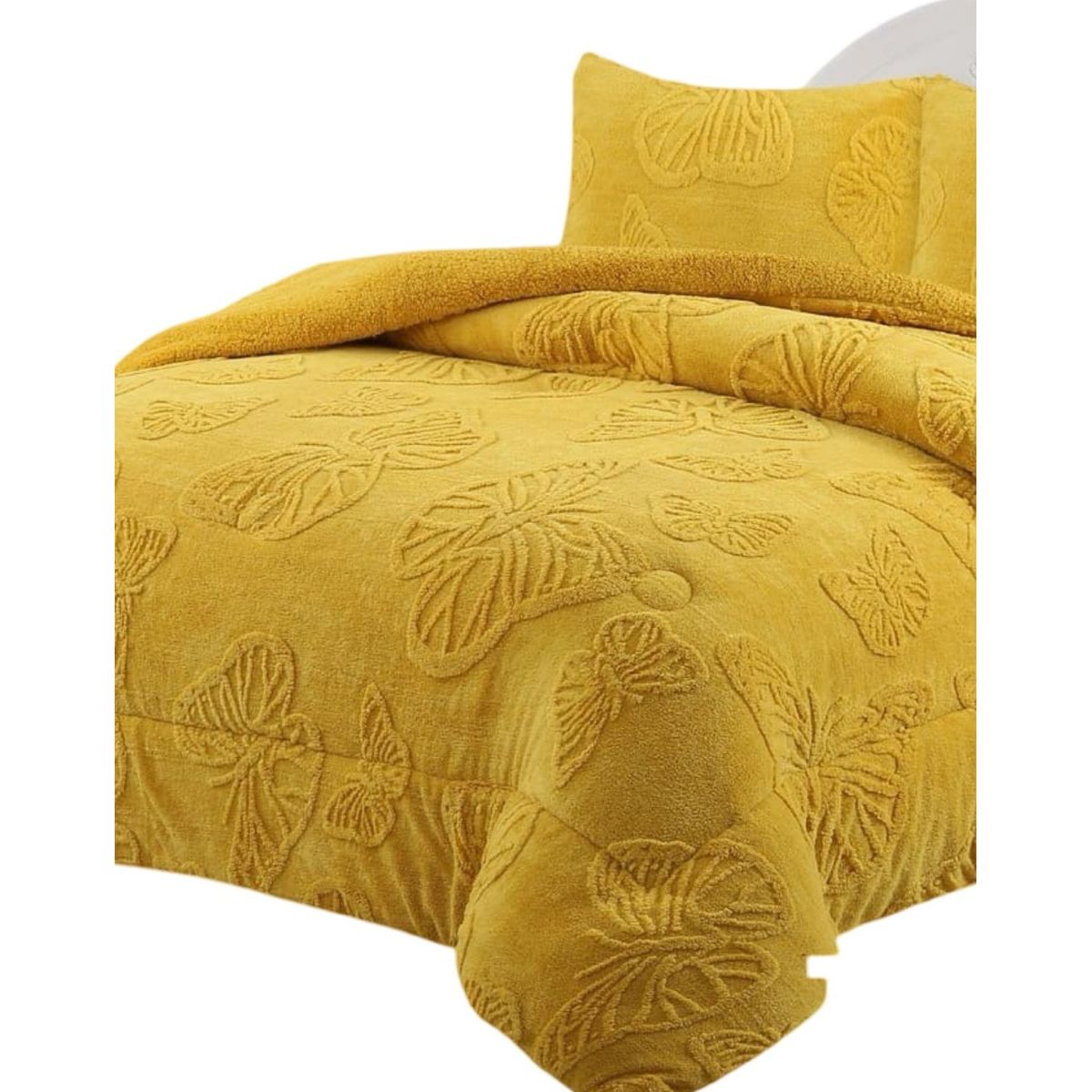 GENERICO - CUBRECAMA CHIPORRO DE INVIERNO DISEÑO MARIPOSA 2 PLAZAS M1  AMARILLO