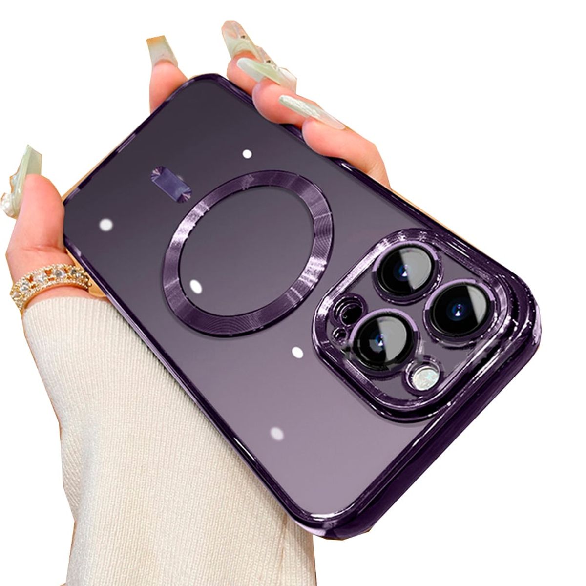 GENERICO - Carcasa Para iPhone 16 Pro Max Morado Magnetica