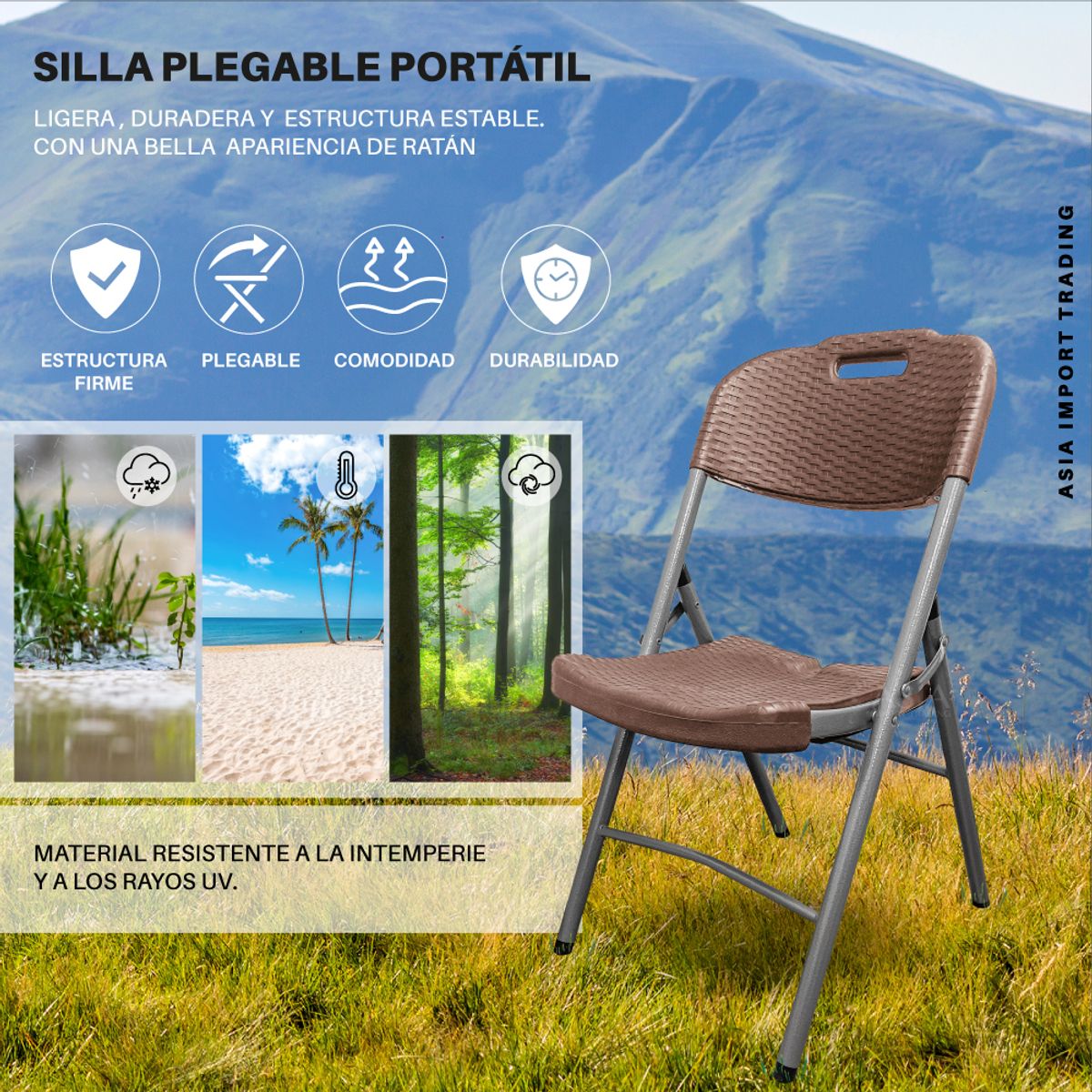 HOME & DESING - Silla Plegable terraza estilo Rattan