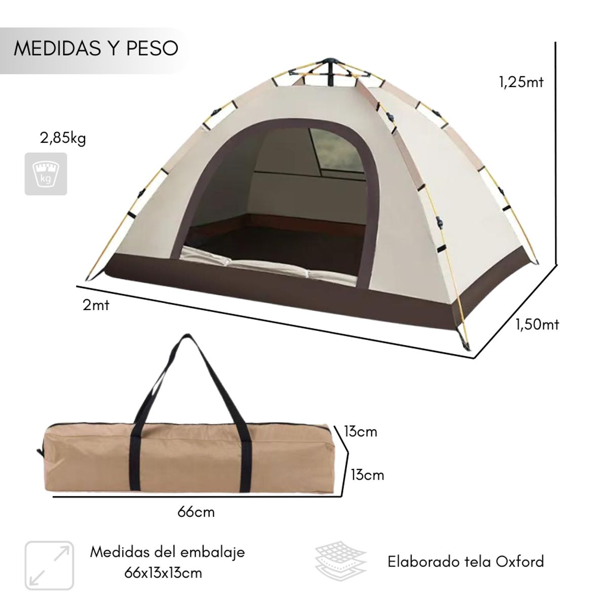 GENERICO - Carpa Camping 4 Estaciones Impermeable Automatica 2 Personas