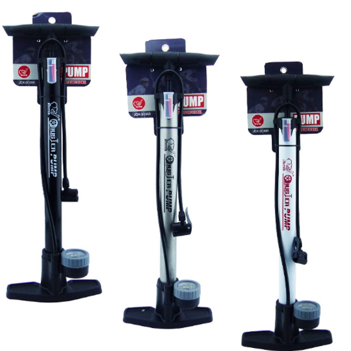 BUSTER - Bombín Profesional Con Base De Metal Con Medidor Pe Presión