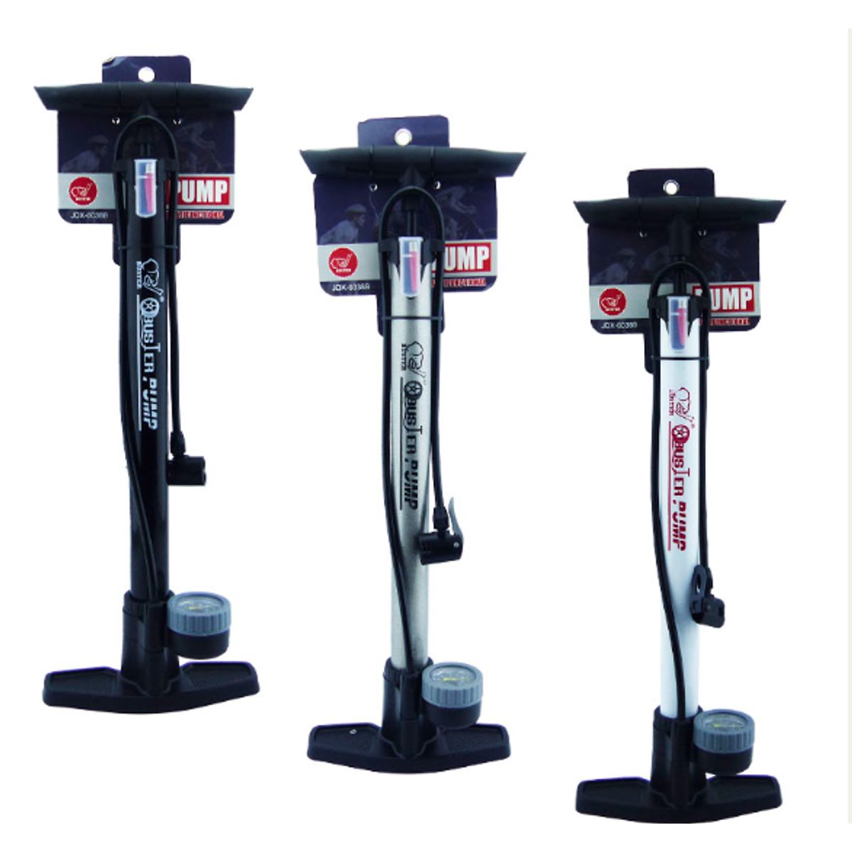 BUSTER - Bombín Profesional Con Base De Metal Con Medidor Pe Presión