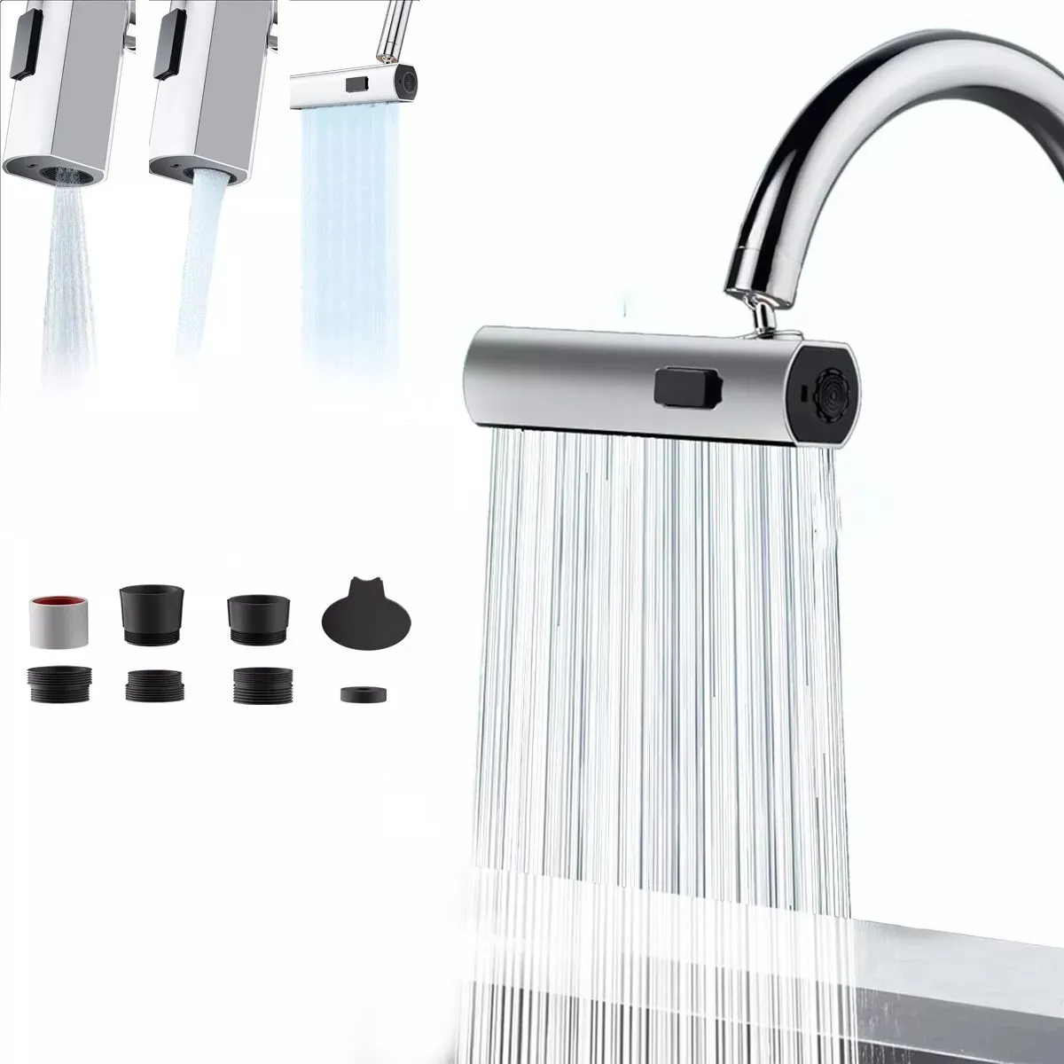 GENERICO - Llave para cocina y baño adaptador lavaplatos 3 modos