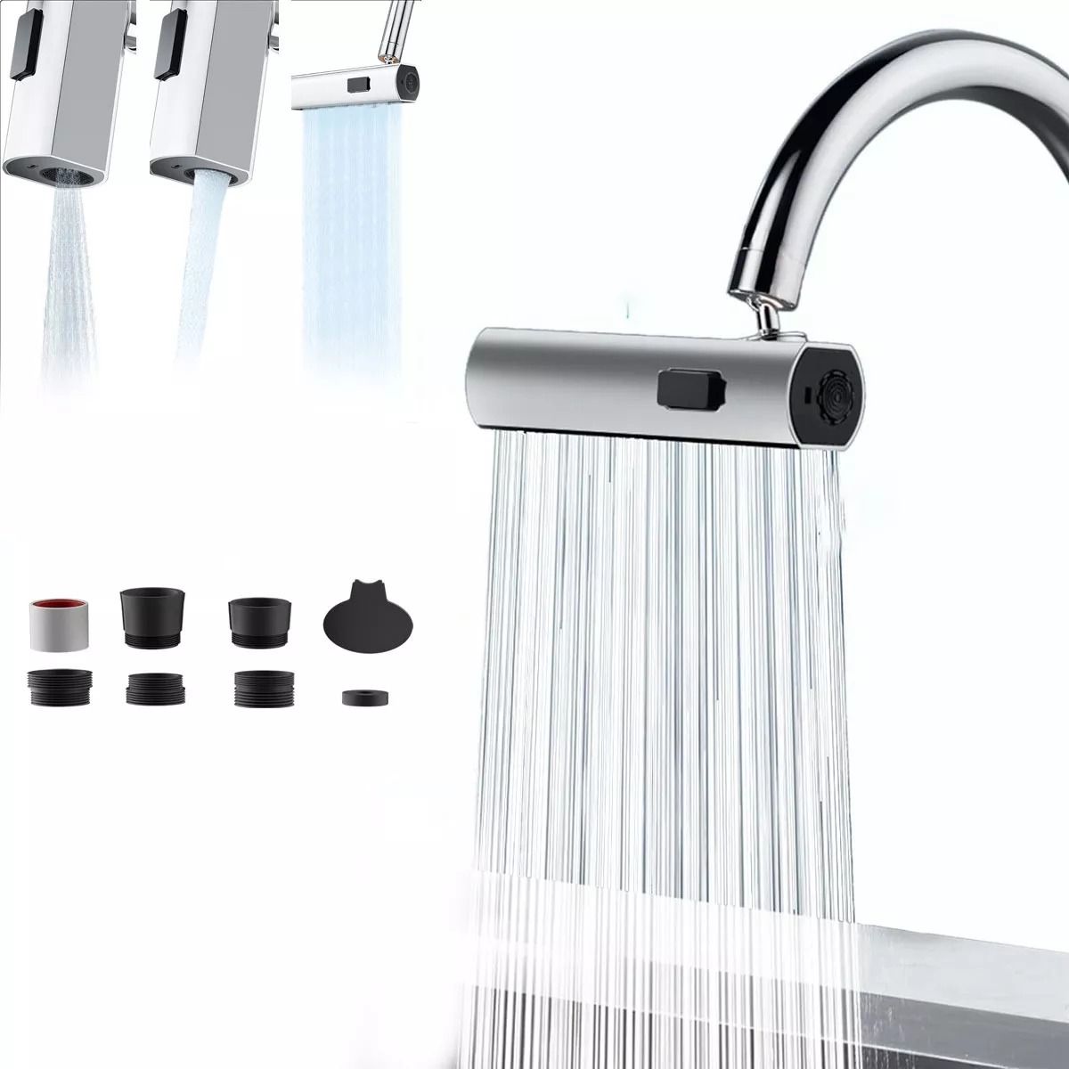 GENERICO - Llave para cocina y baño adaptador lavaplatos 3 modos