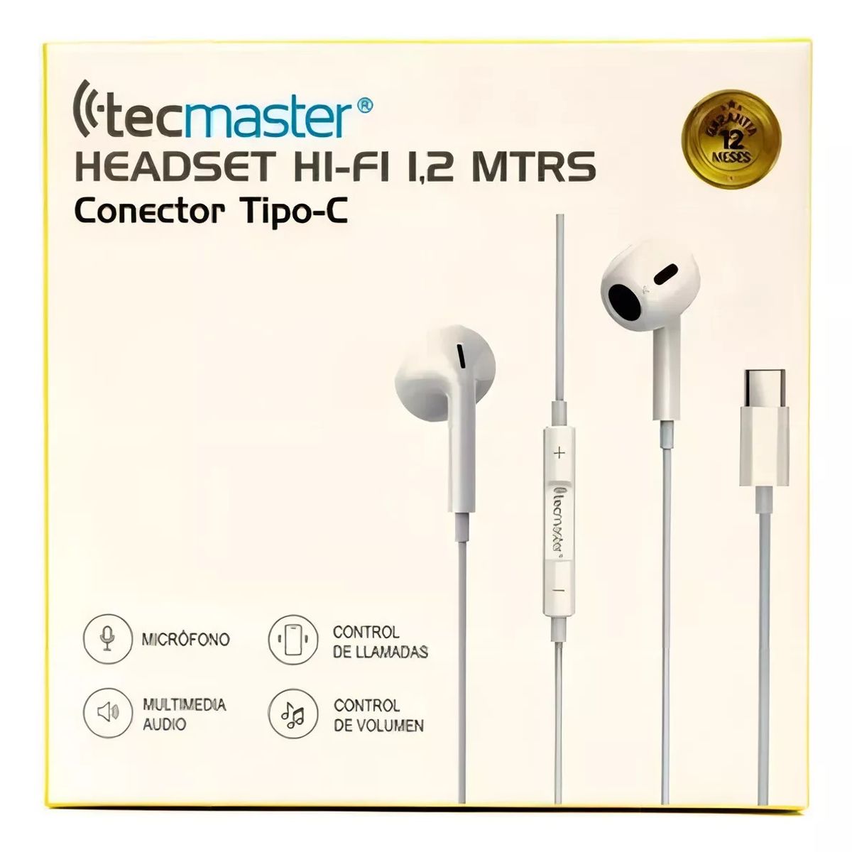 TECMASTER - Audifonos Con Microfono Usb Tipo-c Tecmaster 1.2 Mts Blancos