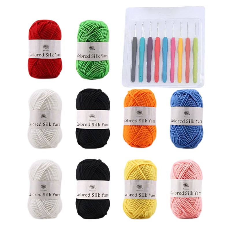 GENERICO - Pack 9 Crochet Mas 10 Lanas De Hilo 100% Poliéster 50g