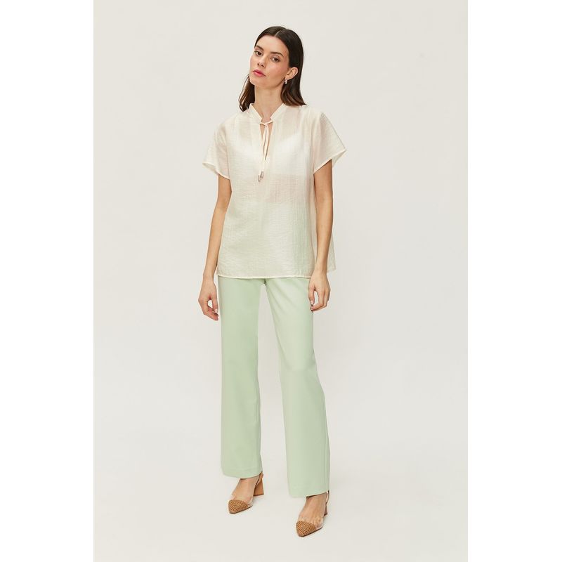 ASH - Blusa Manga Corta Crudo Mujer Ash