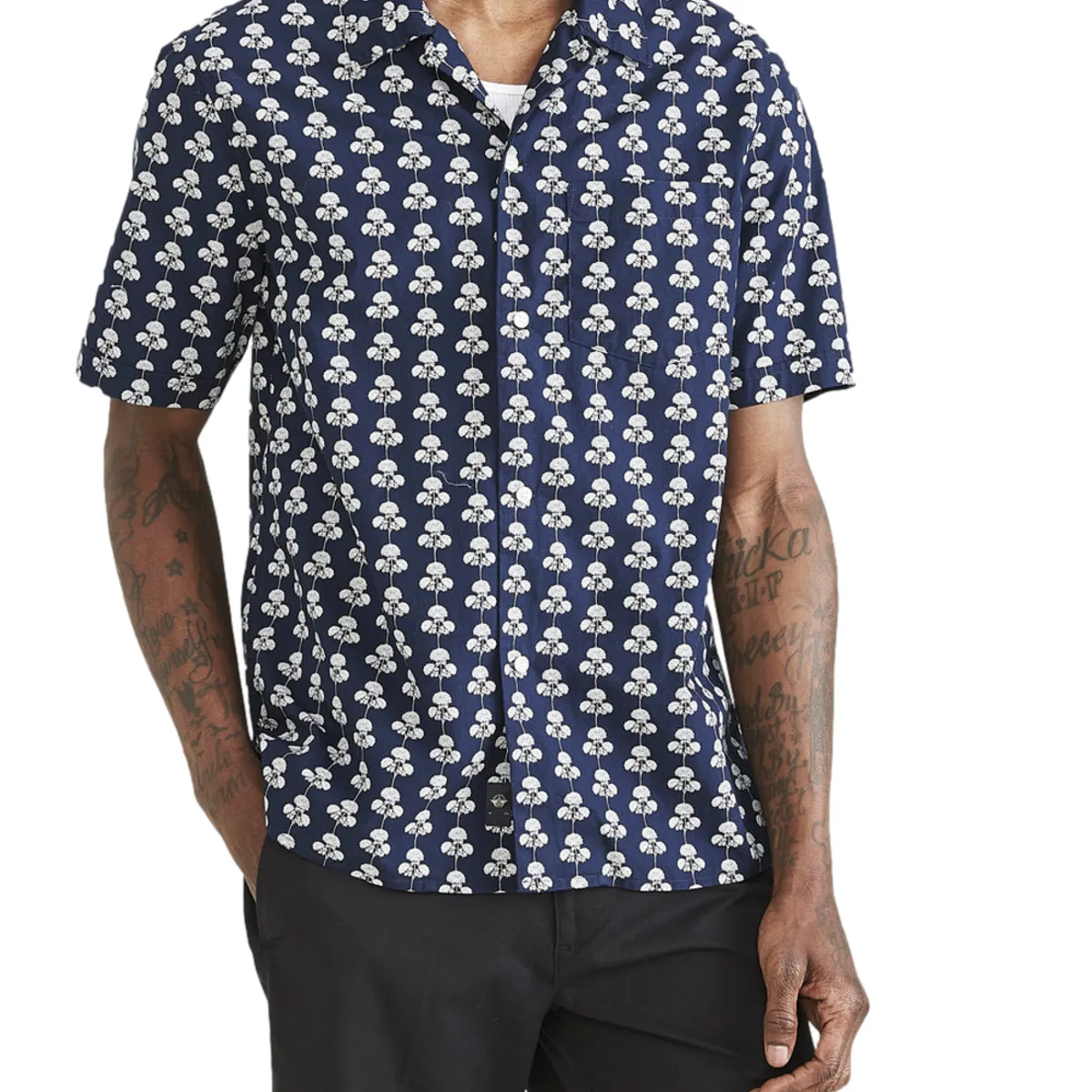 DOCKERS - Camisa Hombre SL Camp Collar Relaxed Fit Azul Dockers