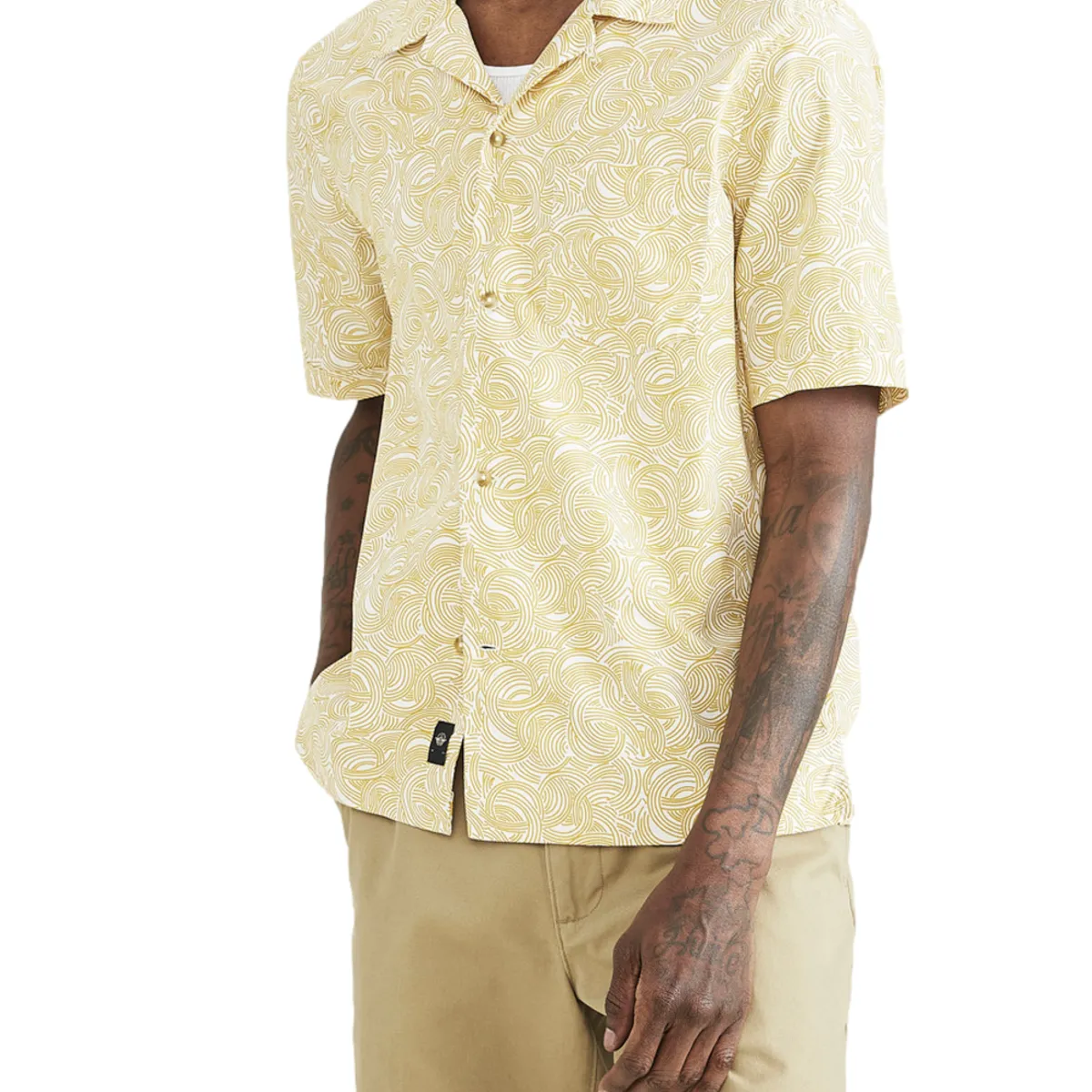 DOCKERS - Camisa Hombre SL Camp Collar Relaxed Fit Amarillo Dockers