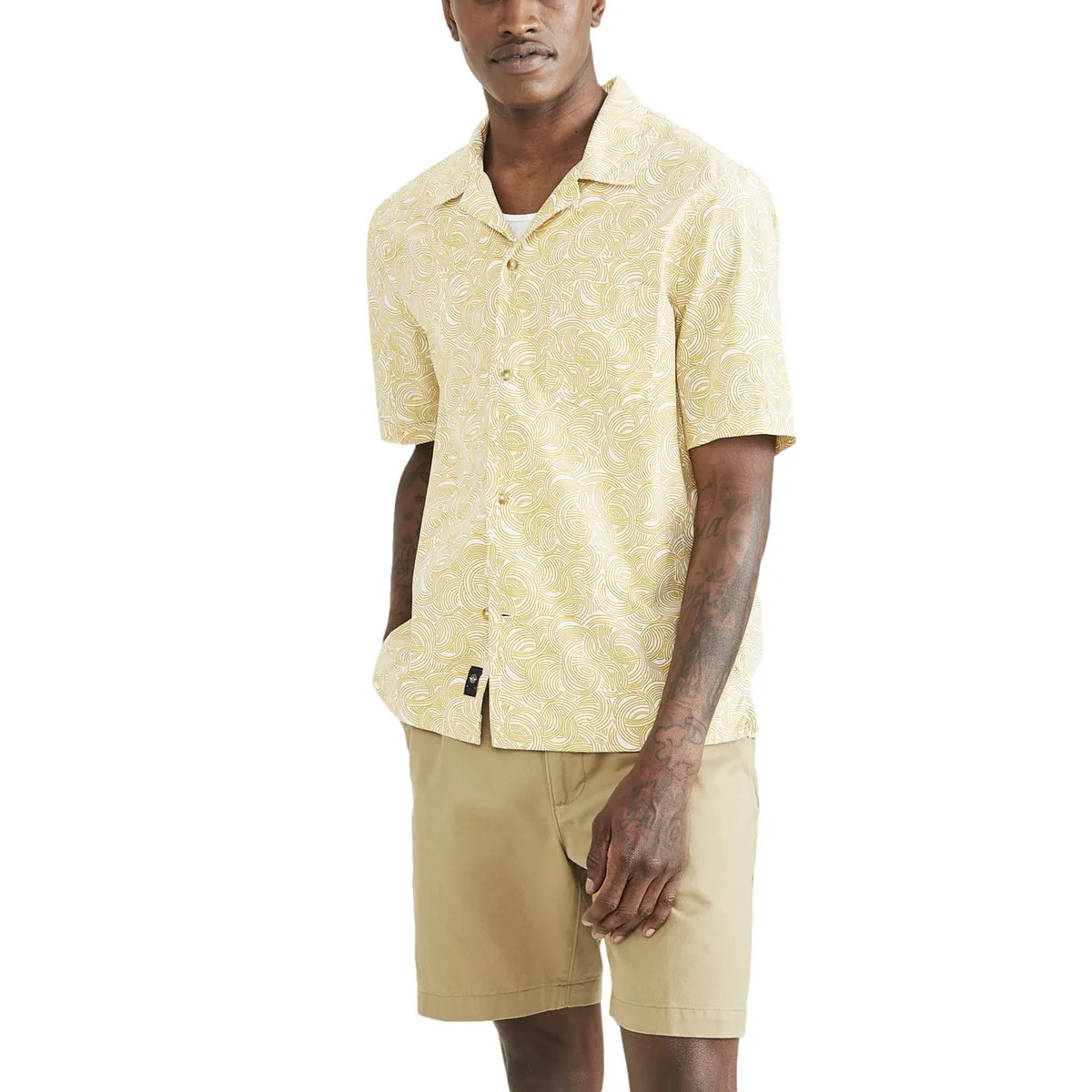 DOCKERS - Camisa Hombre SL Camp Collar Relaxed Fit Amarillo Dockers