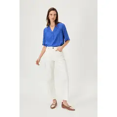 MA GRIFFE - Blusa Manga Corta Azulino Mujer Magriffe