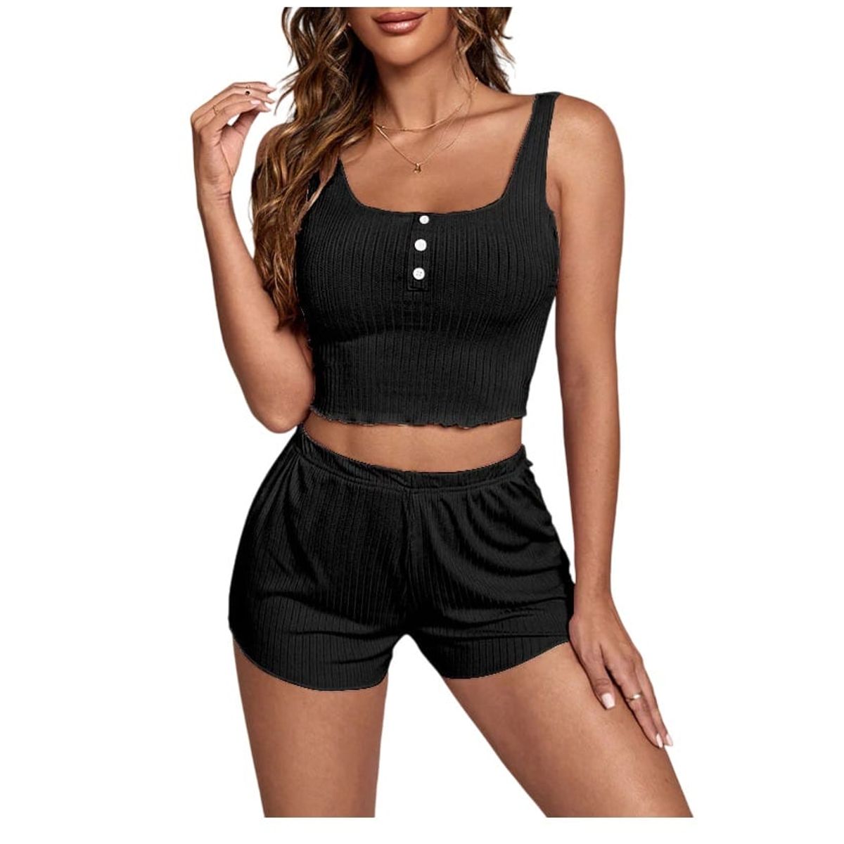 GARSIL - Conjunto Casual - Pijama Corto 2 Piezas - Peto + Short Para Mujer