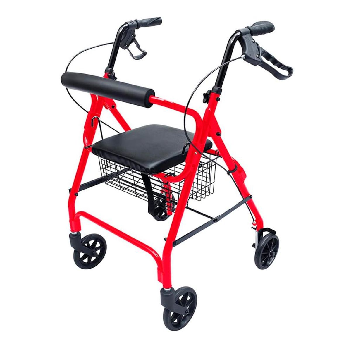 GENERICO - Andador Adulto Ortopédico Plegable Cruedas Frenos Asiento - Rojo