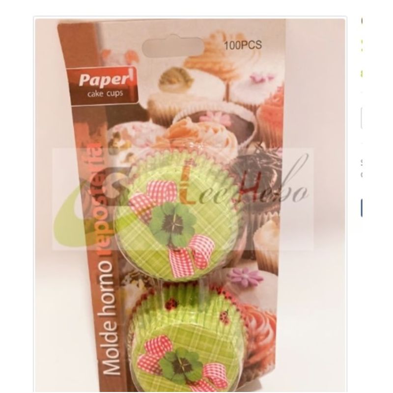 GENERICO - Capsula Cupcake 12cm Reposteria Verde 100 Pcs