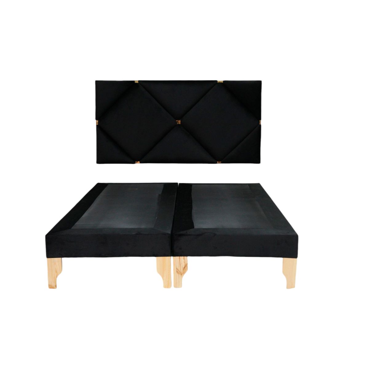 MUEBLES NEW - CAMA DELUXE DOS PLAZAS NEGRO FELPA.