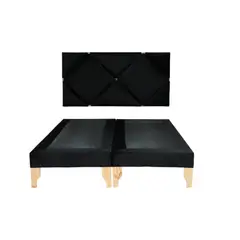 MUEBLES NEW - CAMA DELUXE DOS PLAZAS NEGRO FELPA