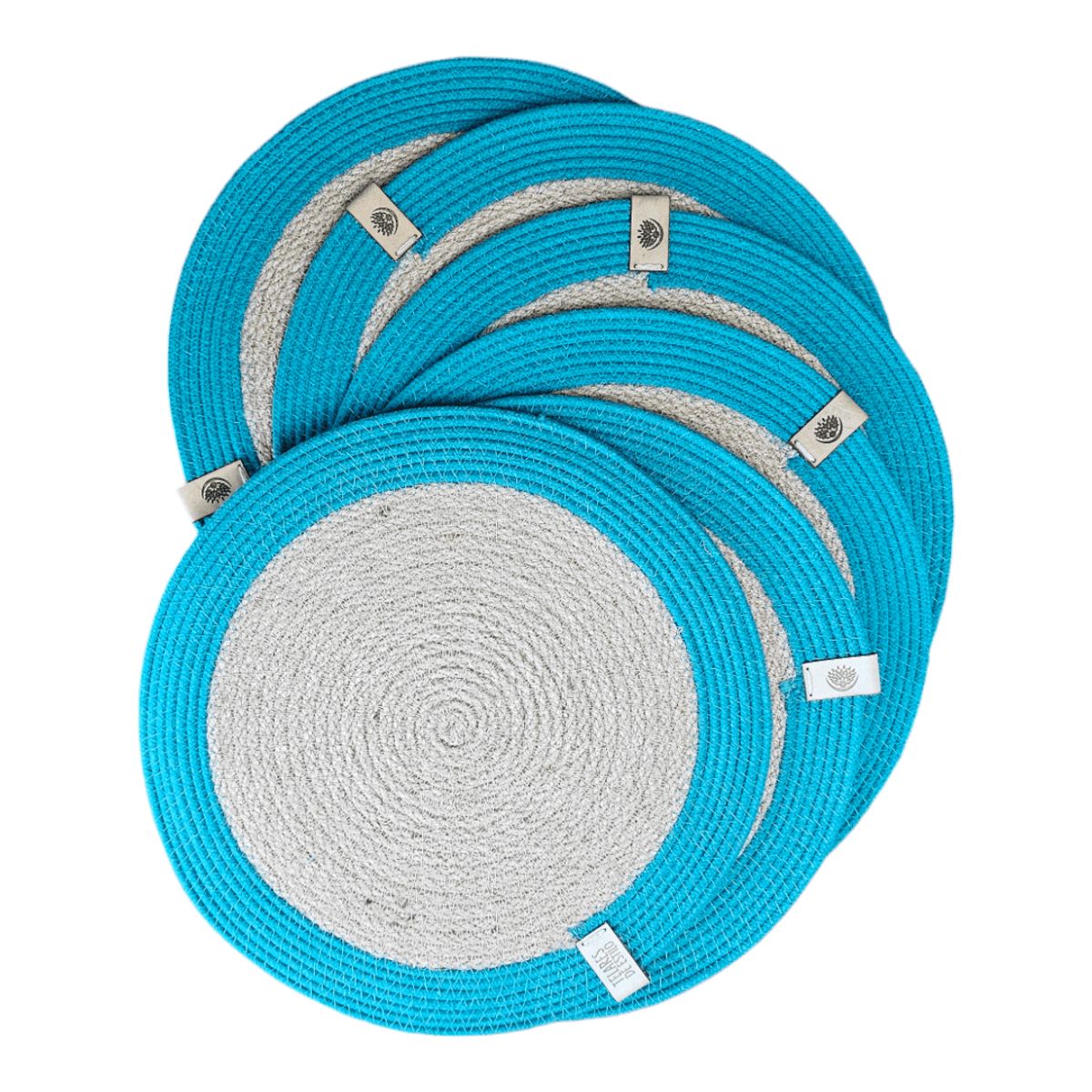 TELARES DE ESTILO - INDIVIDUAL de Mesa Set de 6 Redondo Fibra Natural Mantel Terraza