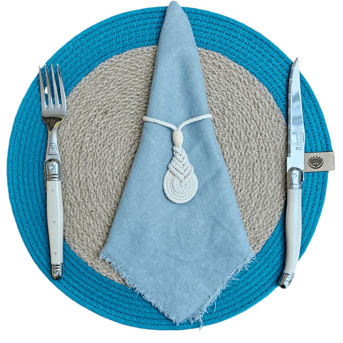 TELARES DE ESTILO - INDIVIDUAL de Mesa Set de 6 Redondo Fibra Natural Mantel Terraza